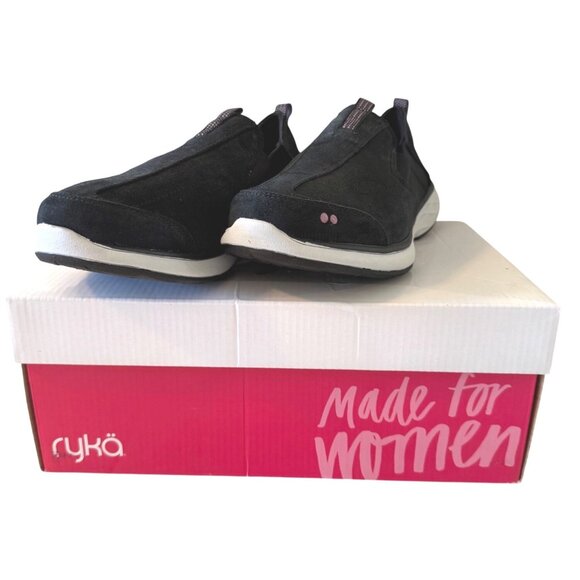 Ryka Terrie Suede Slip On Size 6W Women's Black NWB Sneaker - Picture 3 of 10